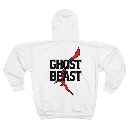 Ghost Beast™ White Open Sweatshirt, unisex