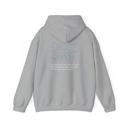 Ghost Beast Hoodie, Gothic Metal lettering Blue Ice