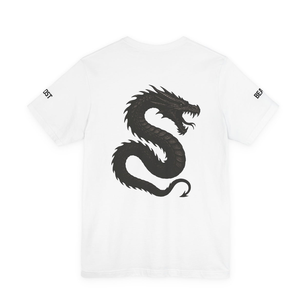 Urban style short-sleeved t-shirt, white with black, Amphiprales Dragon, Ghost Beast™