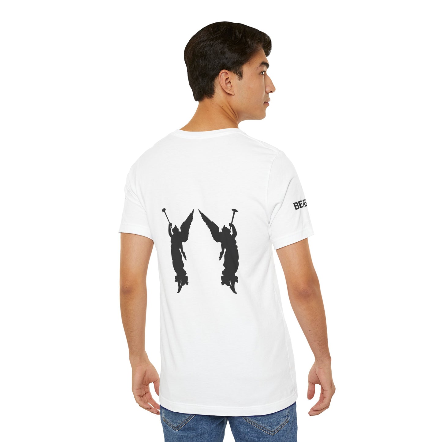 Street Wear short-sleeved T-shirt, white with black, angels No. 2, Ghost Beast™