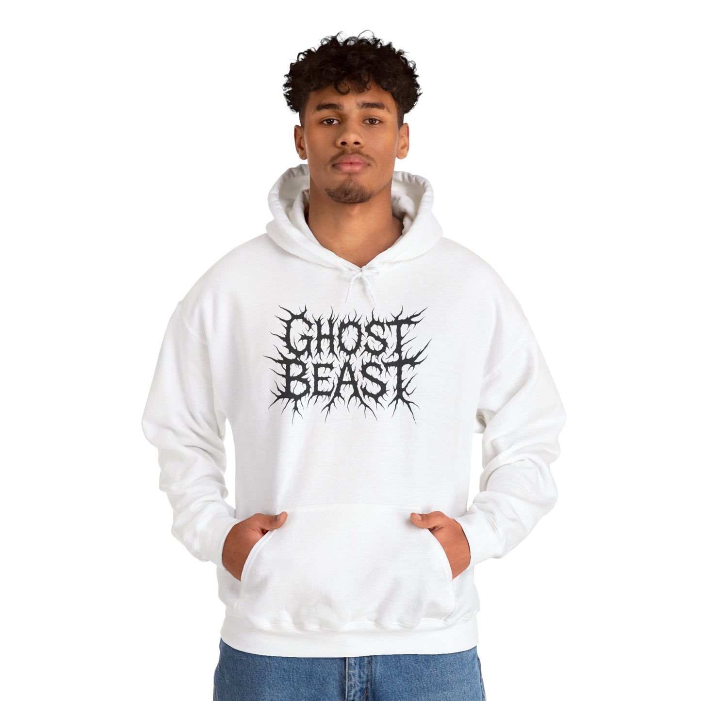 Ghost Beast Hoodie, Gothic Metal lettering, Unisex