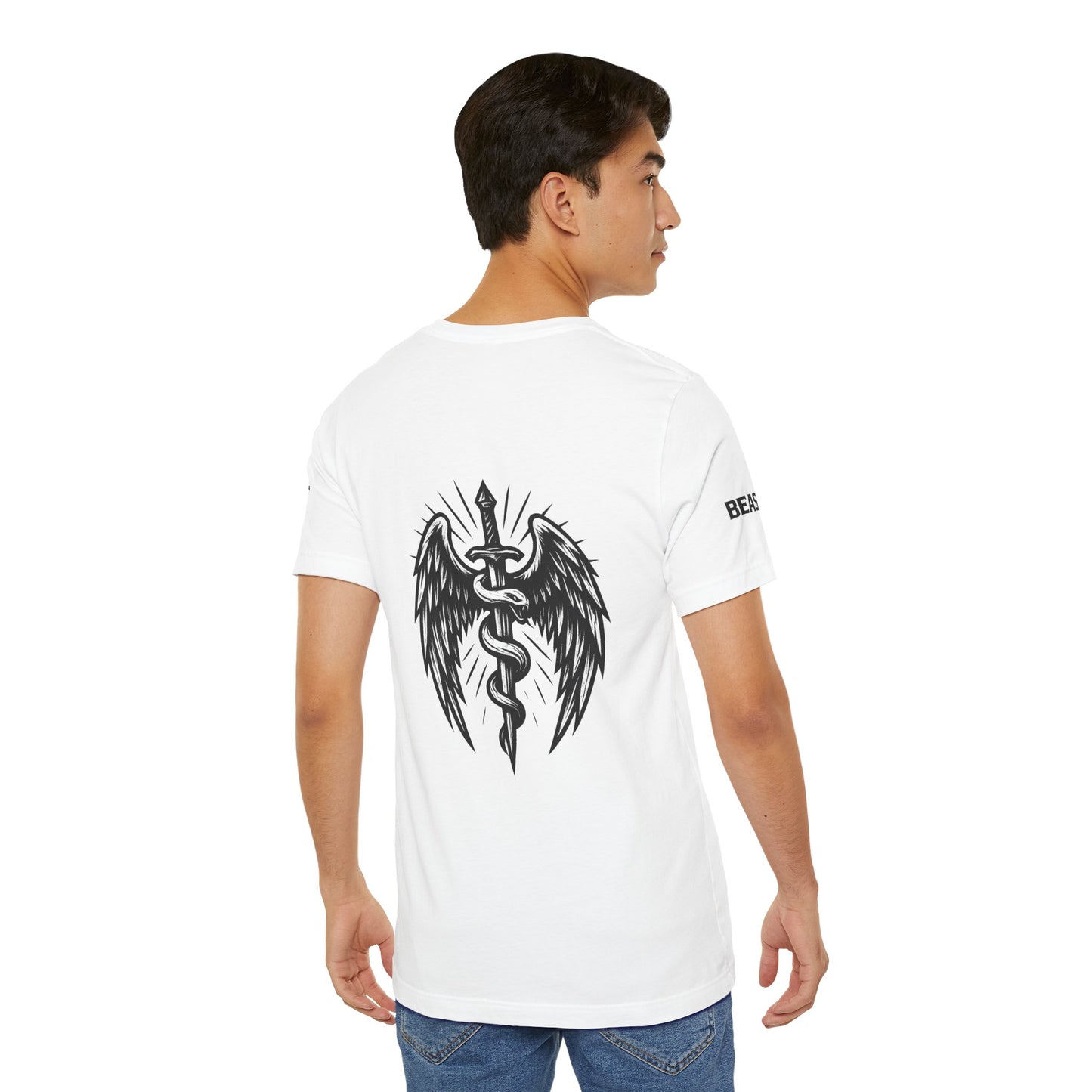 Street Wear short-sleeved T-shirt, white with black, V2 Ghost Beast™