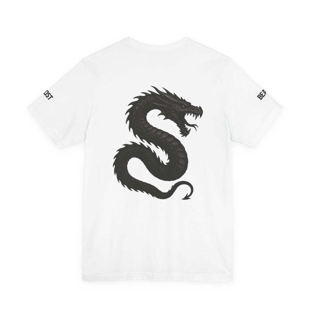 Urban style short-sleeved t-shirt, white with black, Amphiprales Dragon, Ghost Beast™