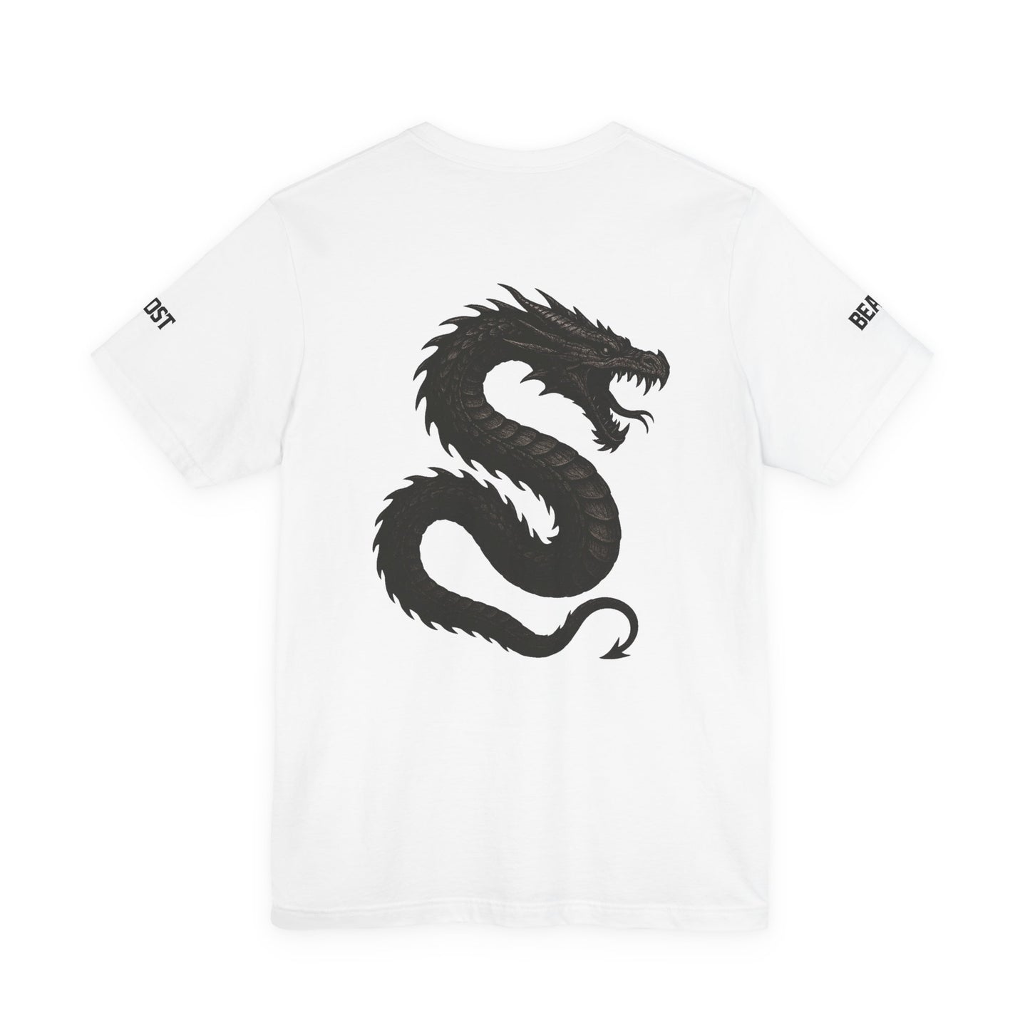 Urban style short-sleeved t-shirt, white with black, Amphiprales Dragon, Ghost Beast™