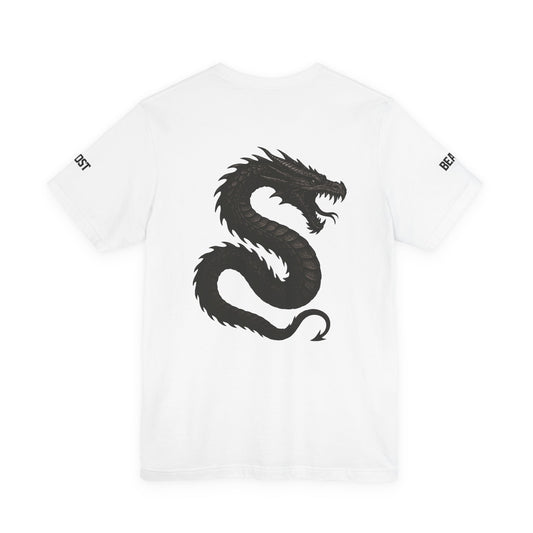 Urban style short-sleeved t-shirt, white with black, Amphiprales Dragon, Ghost Beast™