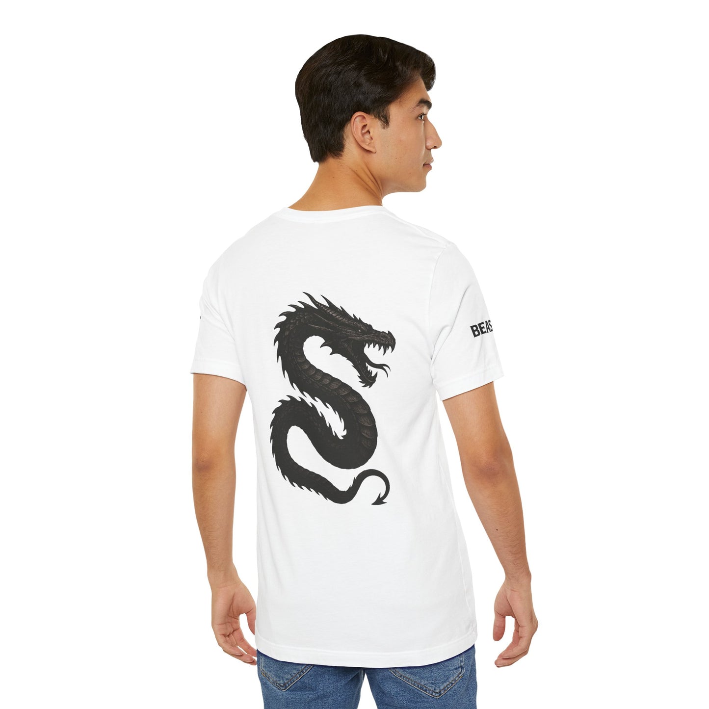 Urban style short-sleeved t-shirt, white with black, Amphiprales Dragon, Ghost Beast™