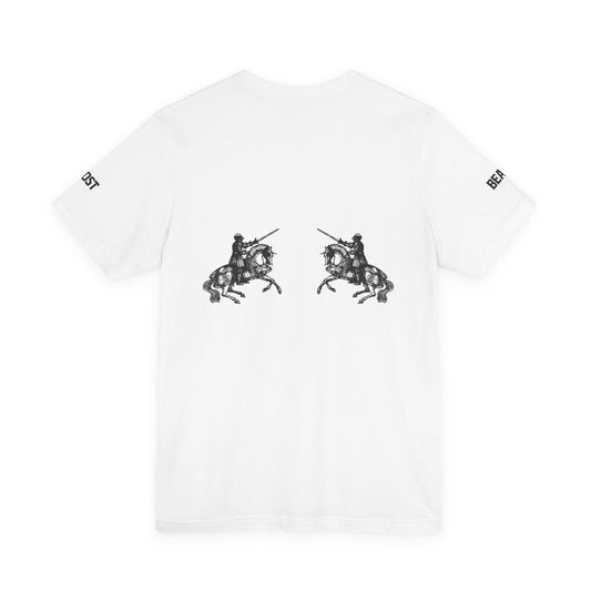 Street Wear Short Sleeve T-Shirt, White with Black, War Horses, Ghost Beast™
