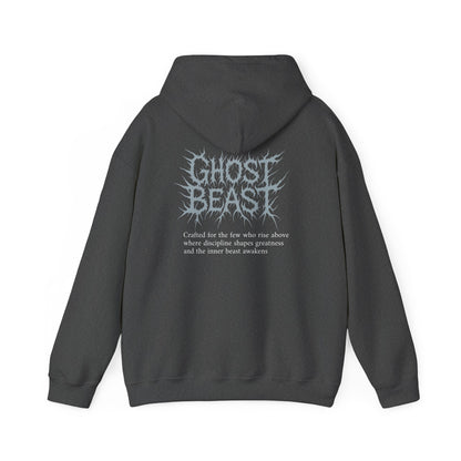 Ghost Beast Hoodie, Gothic Metal lettering Blue Ice