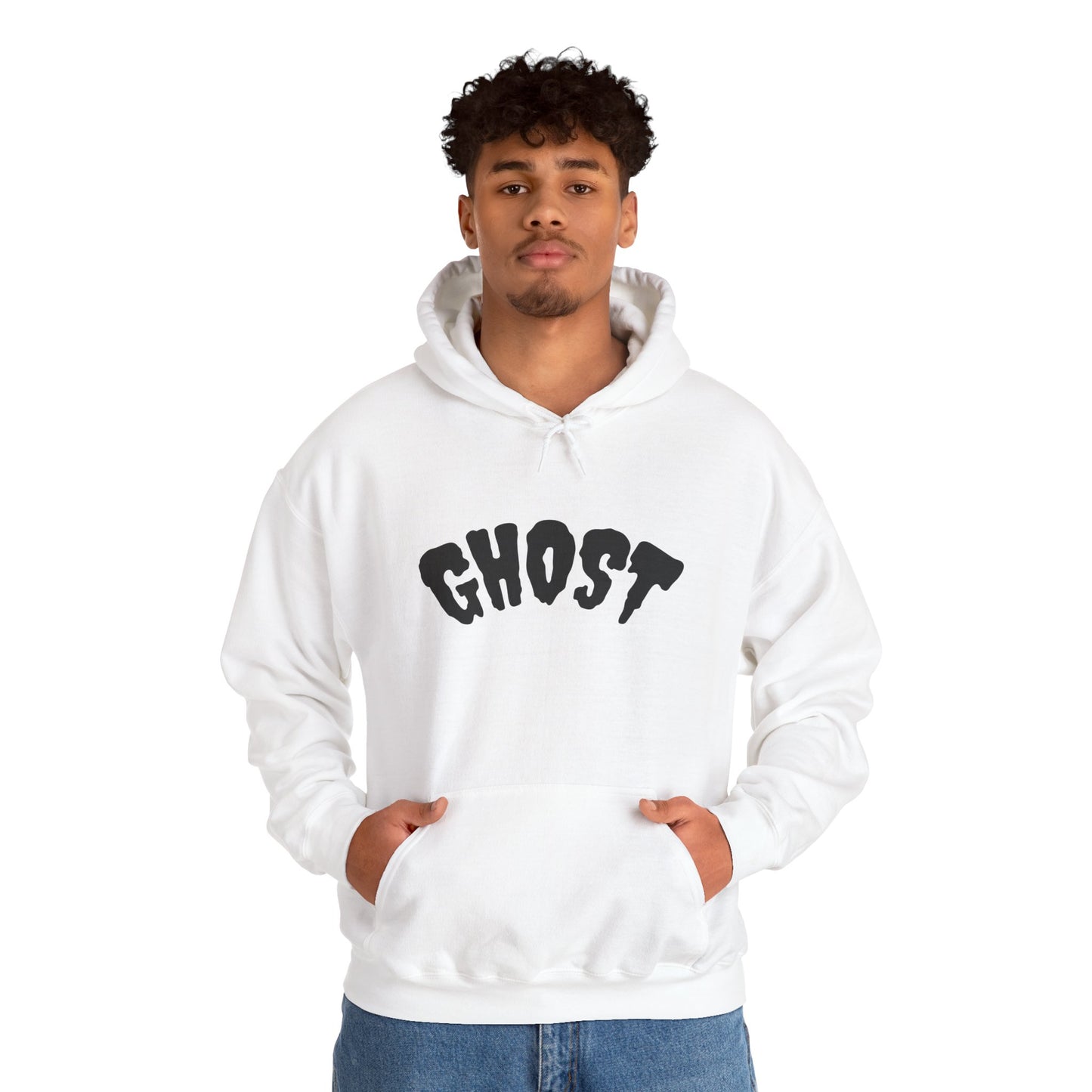 Unisex Hoodie, Premiun, White, Ghost Beast