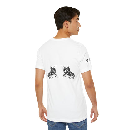 Street Wear Short Sleeve T-Shirt, White with Black, War Horses, Ghost Beast™