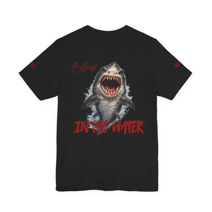"Blood in the Water" graphic t-shirt with aggressive lettering, Ghost Beast