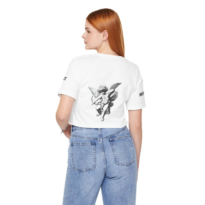 Urban style short-sleeved t-shirt, white with black, Angel Cherub, Ghost Beast™