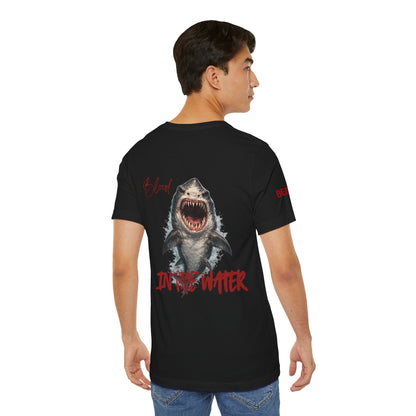 "Blood in the Water" graphic t-shirt with aggressive lettering, Ghost Beast