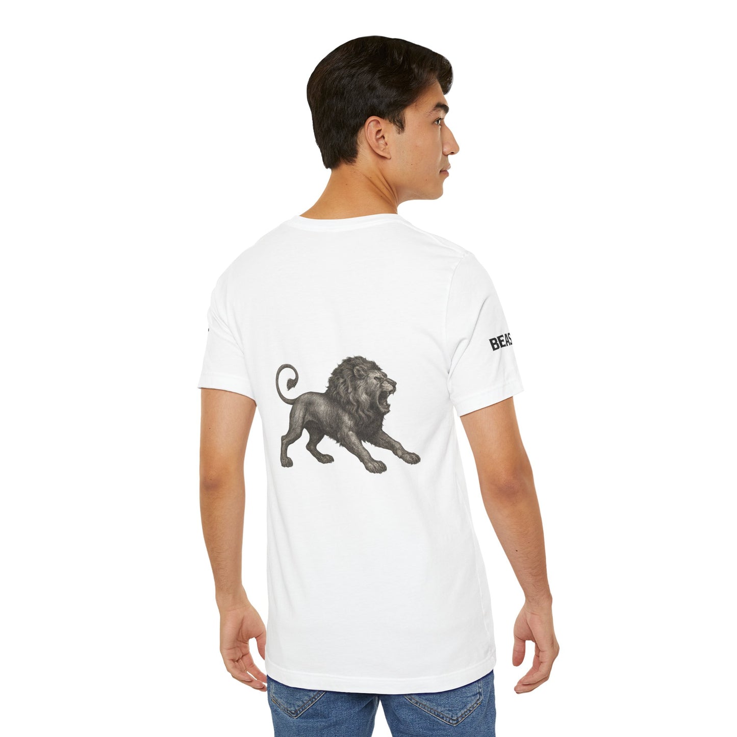Lion Graphic Tee — Vintage Roaring Lion Back Print T-Shirt,Ghost Beast™