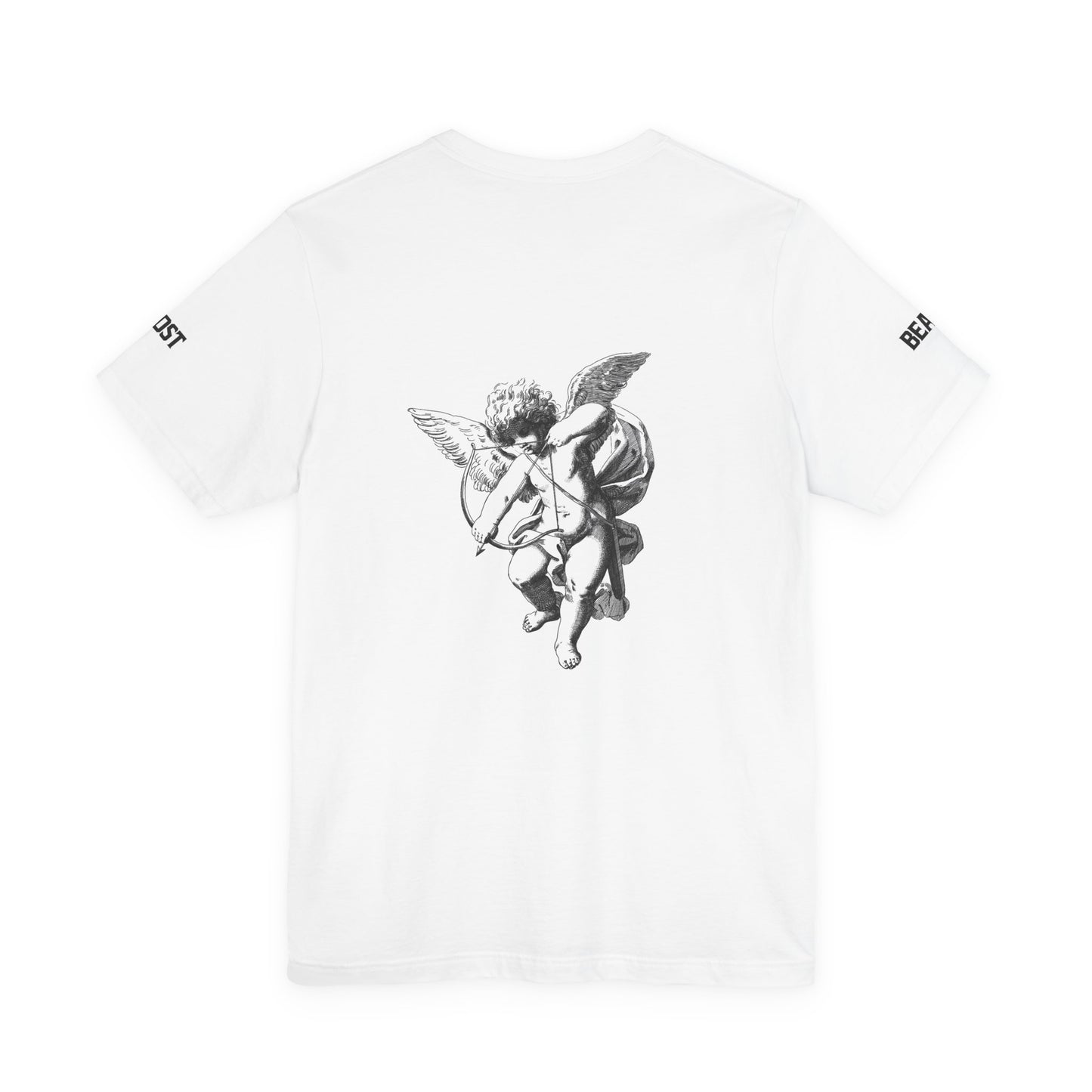 Urban style short-sleeved t-shirt, white with black, Angel Cherub, Ghost Beast™