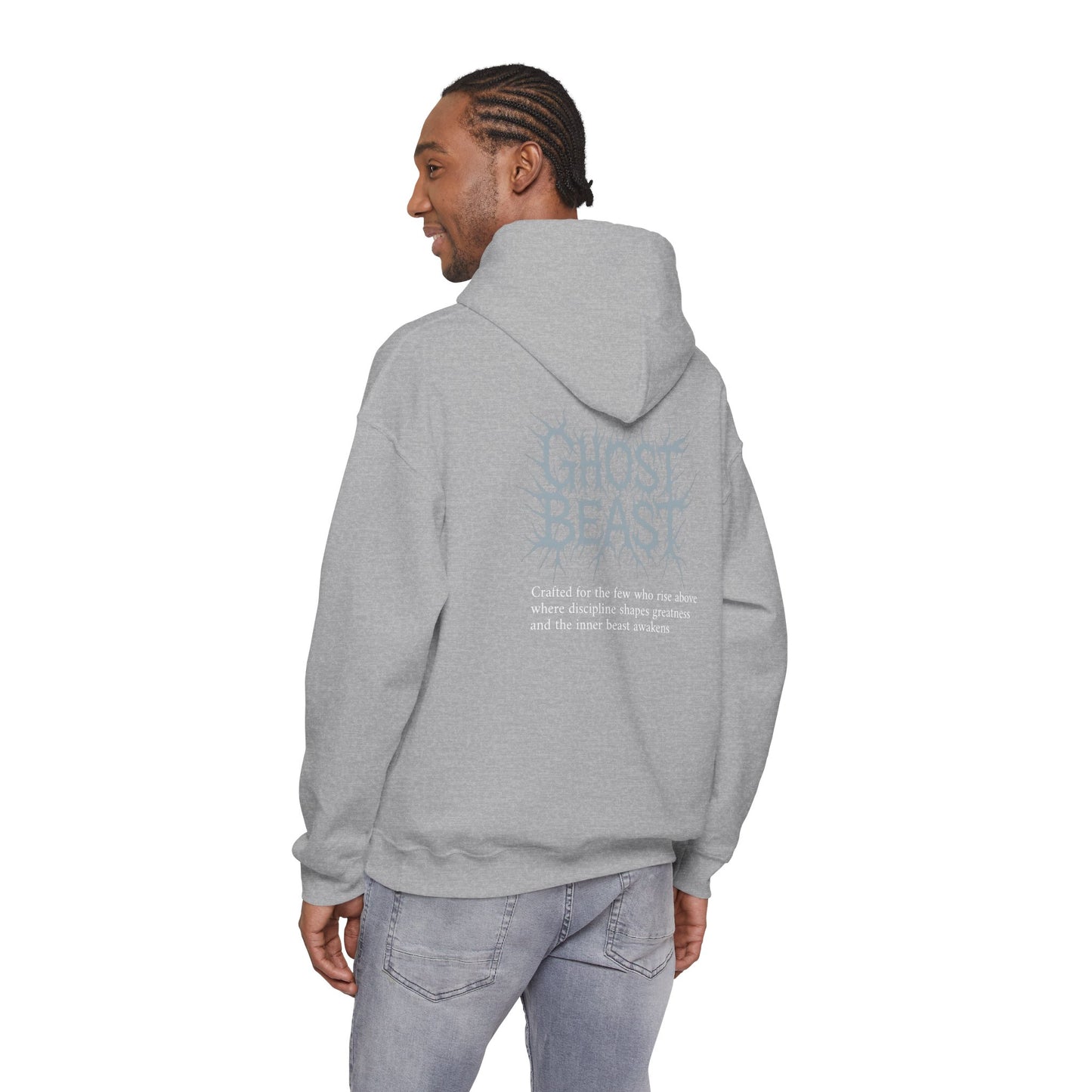 Ghost Beast Hoodie, Gothic Metal lettering Blue Ice