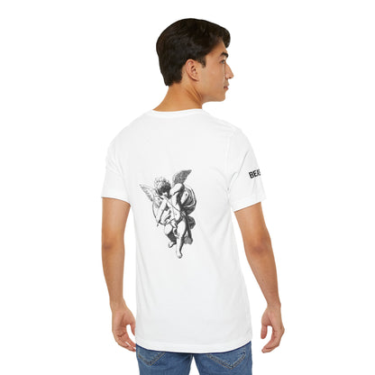 Urban style short-sleeved t-shirt, white with black, Angel Cherub, Ghost Beast™
