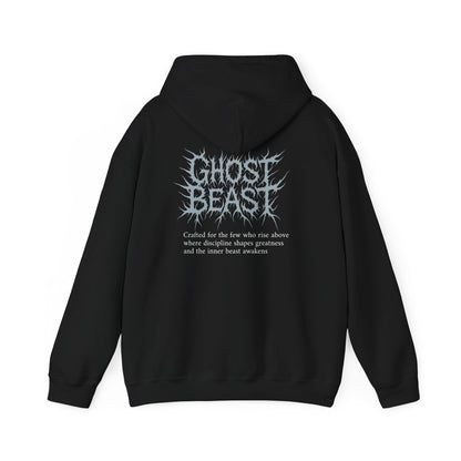 Ghost Beast Hoodie, Gothic Metal lettering Blue Ice