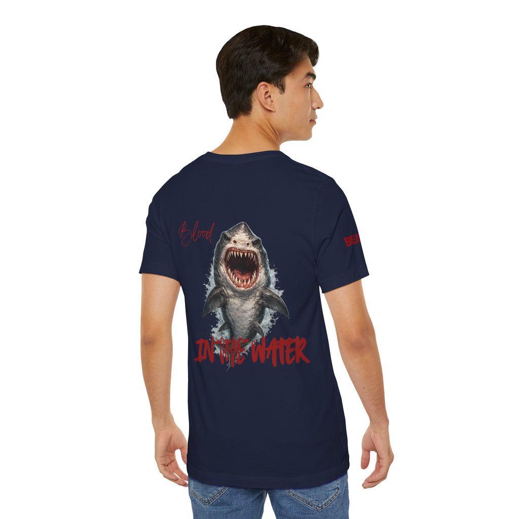 "Blood in the Water" graphic t-shirt with aggressive lettering, Ghost Beast