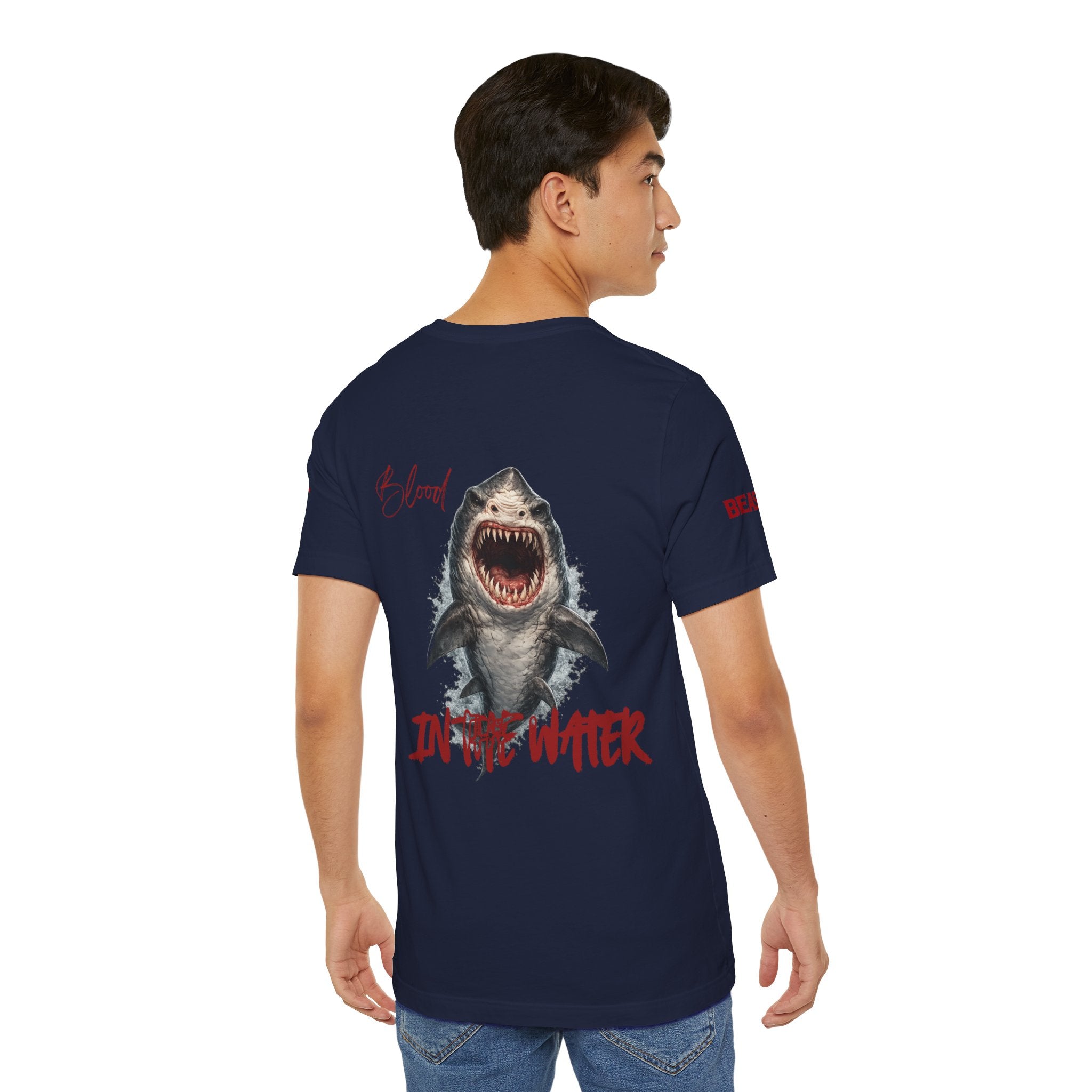 "Blood in the Water" graphic t-shirt with aggressive lettering, Ghost Beast