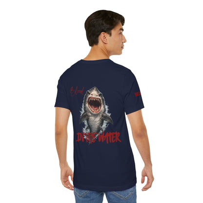 "Blood in the Water" graphic t-shirt with aggressive lettering, Ghost Beast