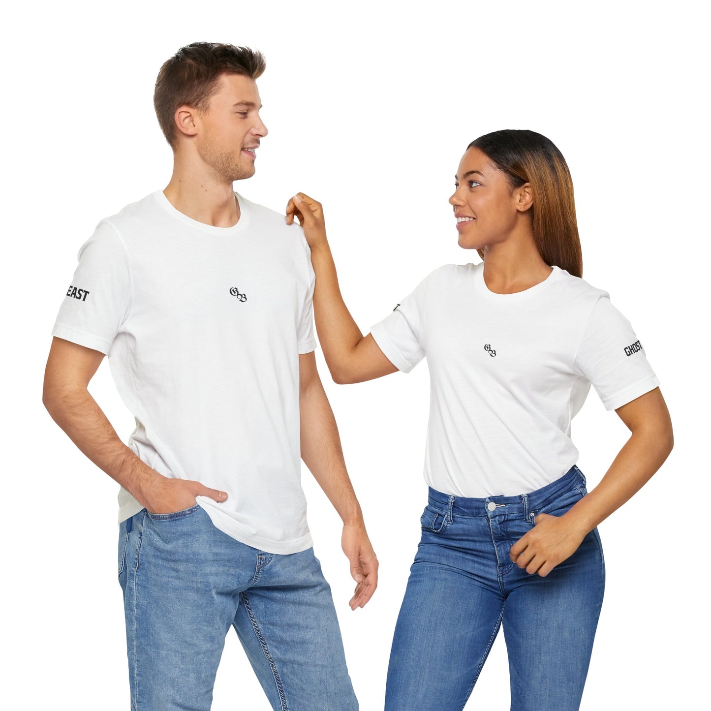 Urban style short-sleeved t-shirt, white with black, Angel Cherub, Ghost Beast™