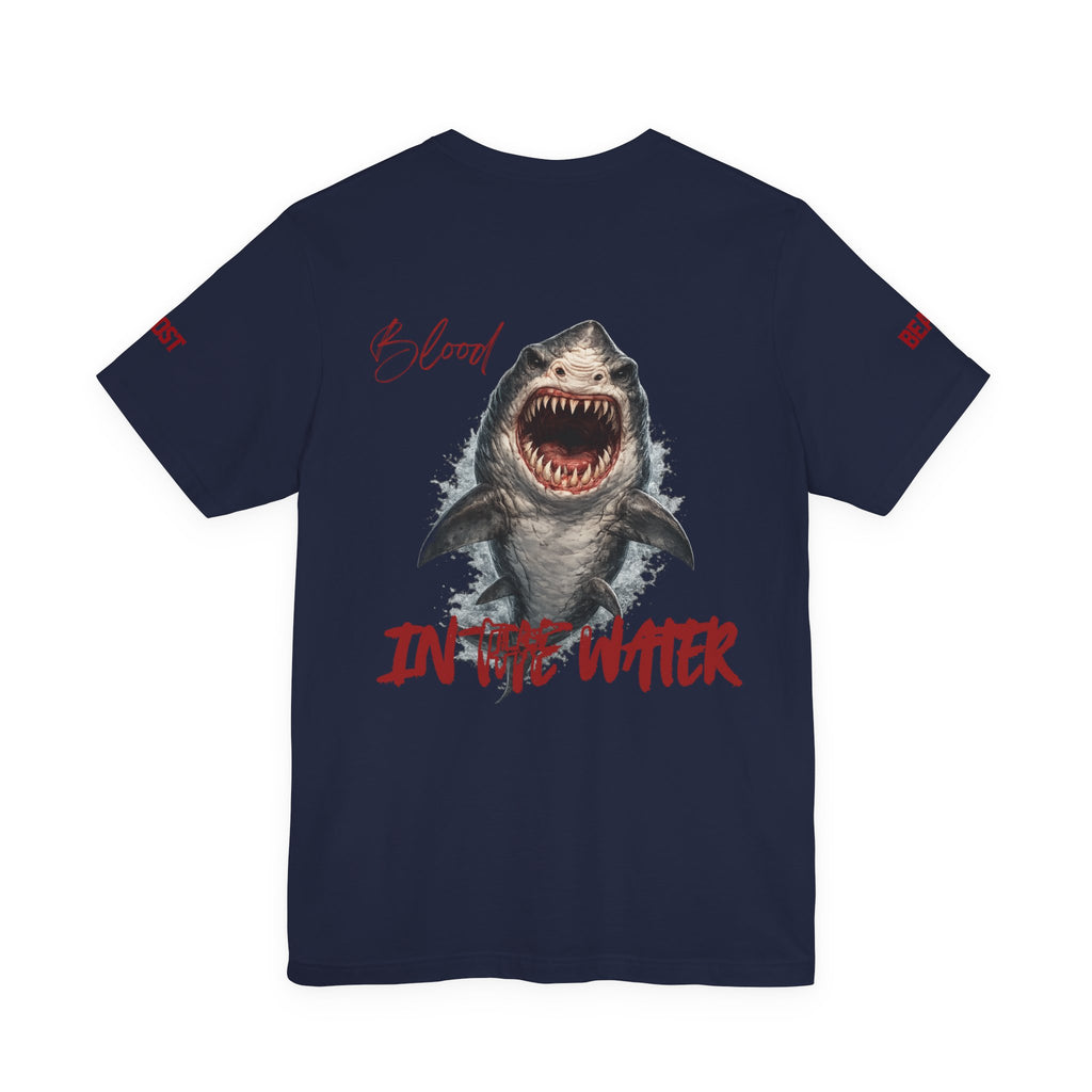 "Blood in the Water" graphic t-shirt with aggressive lettering, Ghost Beast
