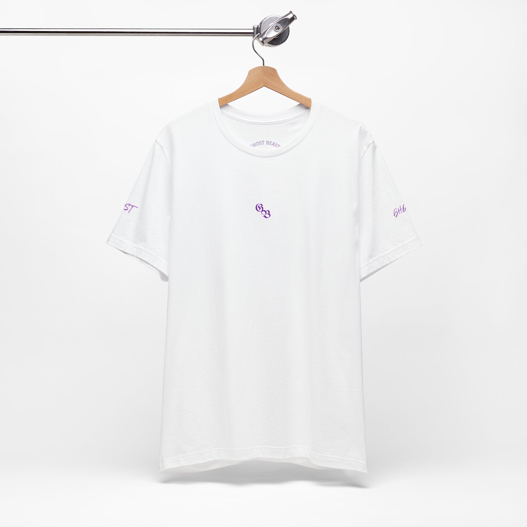 Street Wear short-sleeved t-shirt, white with purple details, Ghost Beast™